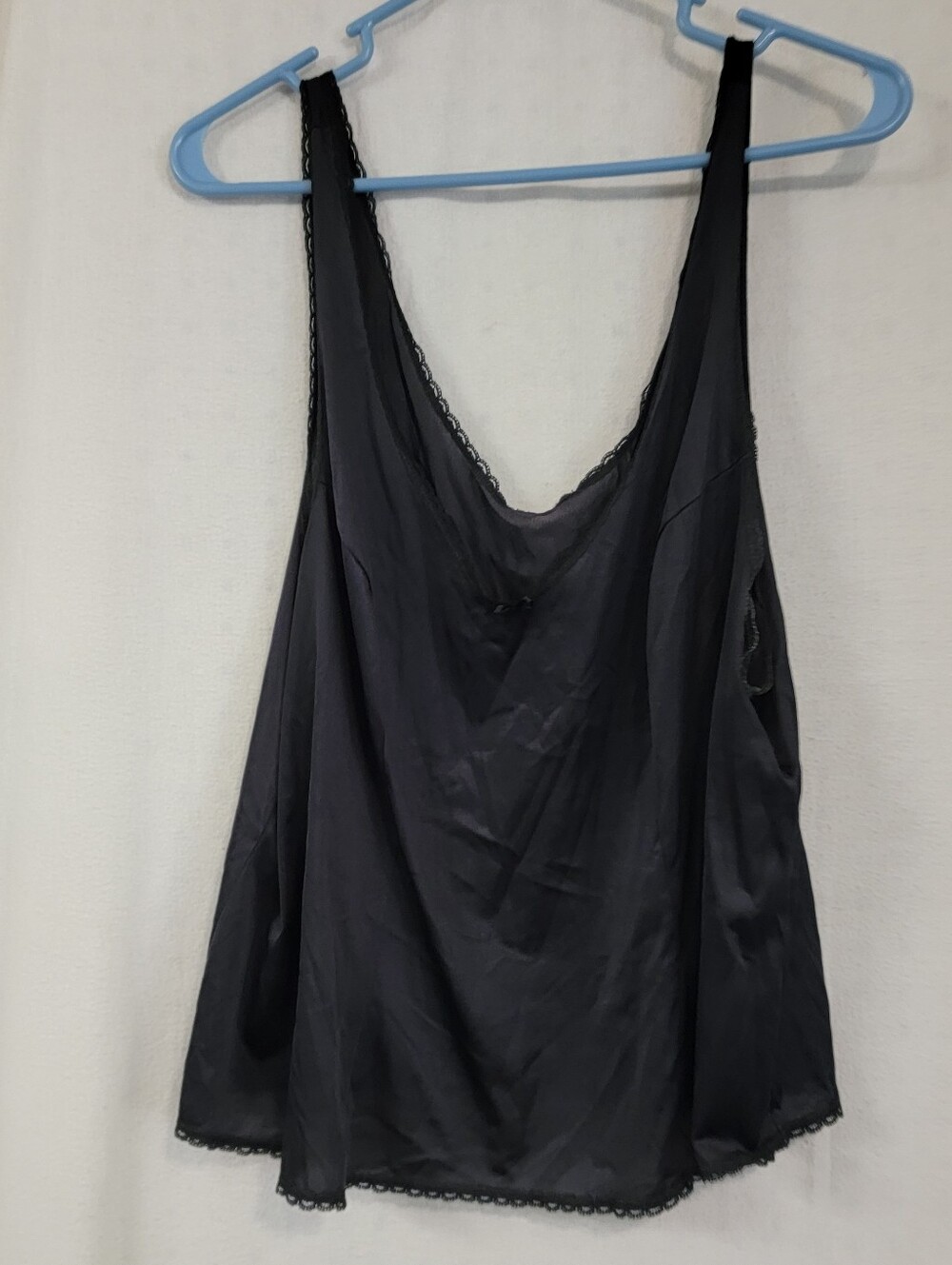 vassarette Black Satin Lace-Trim Camisole Size 2XL